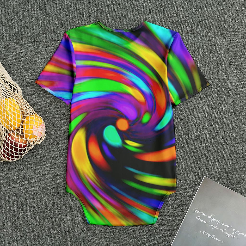 Colorful Spiral Trippy Print Men's Bodysuit