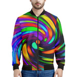 Colorful Spiral Trippy Print Men's Bomber Jacket