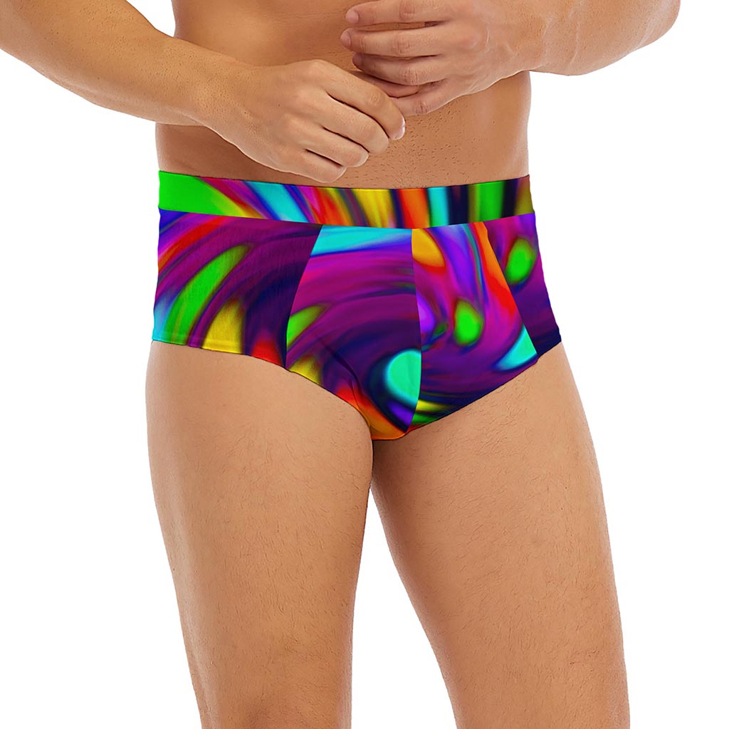 Colorful Spiral Trippy Print Men's Briefs