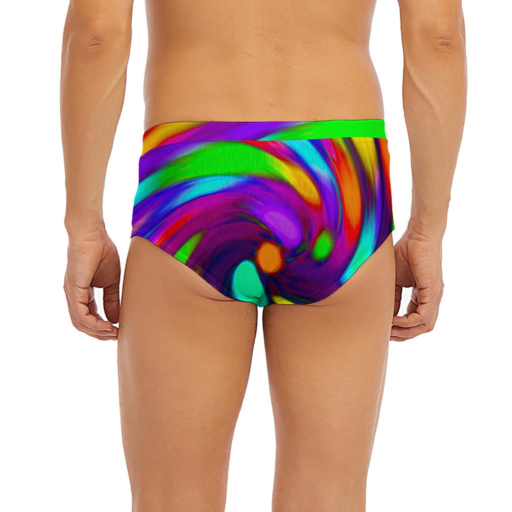 Colorful Spiral Trippy Print Men's Briefs