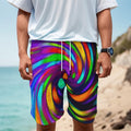 Colorful Spiral Trippy Print Men's Cargo Shorts