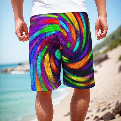 Colorful Spiral Trippy Print Men's Cargo Shorts