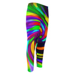 Colorful Spiral Trippy Print Men's Compression Pants