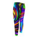 Colorful Spiral Trippy Print Men's Compression Pants