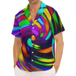 Colorful Spiral Trippy Print Men's Deep V-Neck Shirt