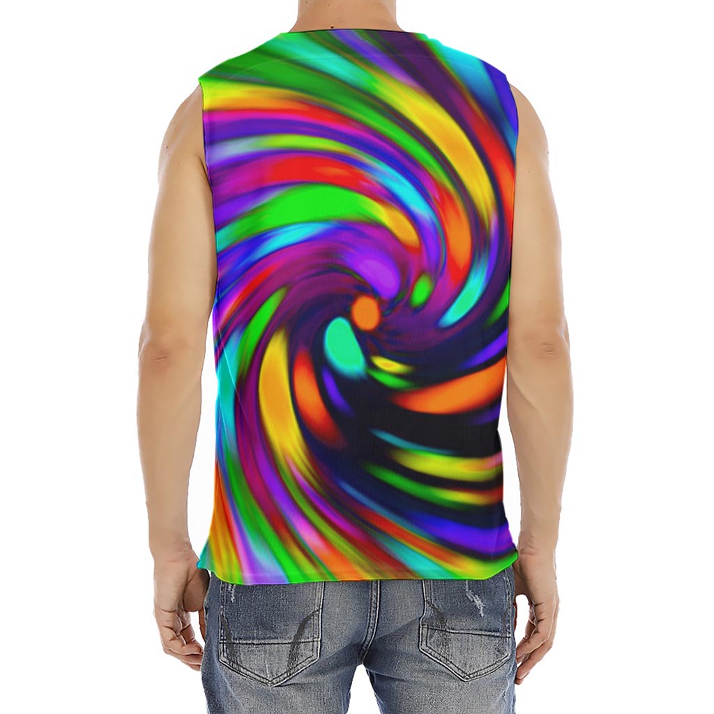 Colorful Spiral Trippy Print Men's Fitness Tank Top
