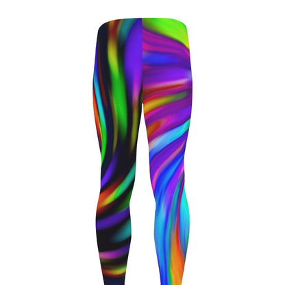 Colorful Spiral Trippy Print Men's leggings
