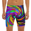 Colorful Spiral Trippy Print Men's Long Boxer Briefs
