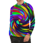 Colorful Spiral Trippy Print Men's Long Sleeve Rash Guard