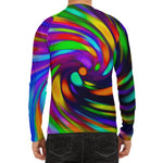 Colorful Spiral Trippy Print Men's Long Sleeve Rash Guard