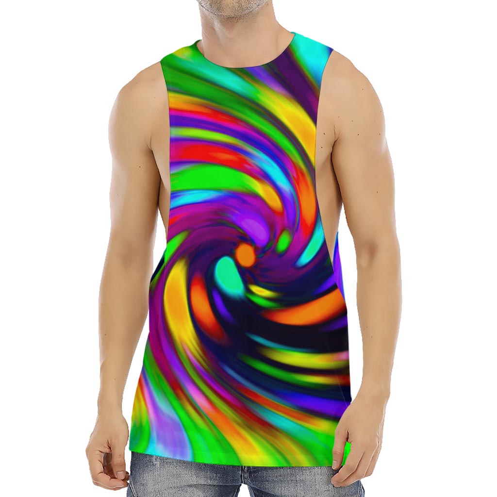 Colorful Spiral Trippy Print Men's Muscle Tank Top