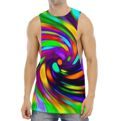 Colorful Spiral Trippy Print Men's Muscle Tank Top