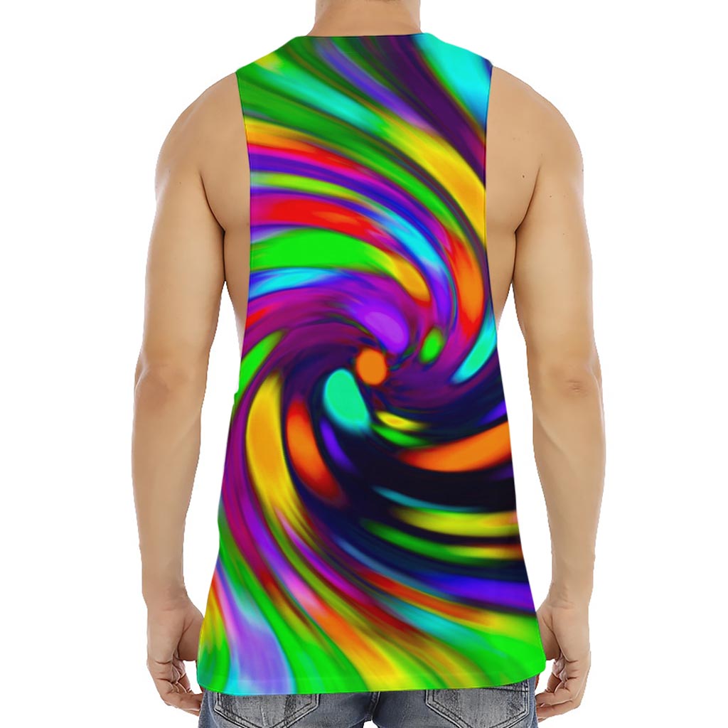 Colorful Spiral Trippy Print Men's Muscle Tank Top