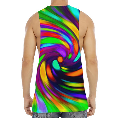 Colorful Spiral Trippy Print Men's Muscle Tank Top