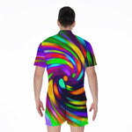 Colorful Spiral Trippy Print Men's Rompers