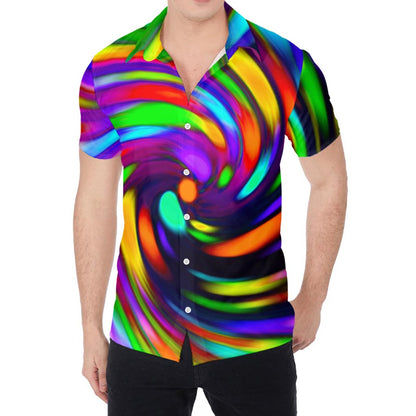 Colorful Spiral Trippy Print Men's Shirt