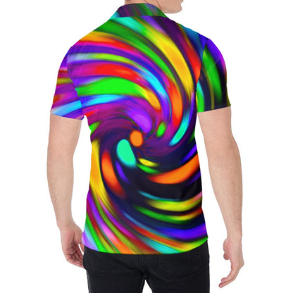 Colorful Spiral Trippy Print Men's Shirt