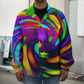 Colorful Spiral Trippy Print Men's Shirt Jacket