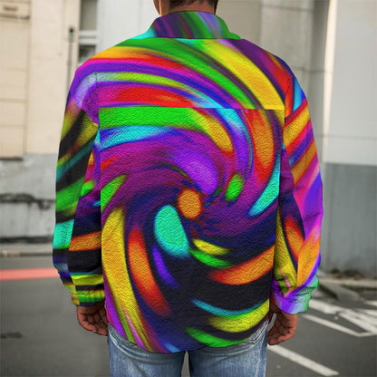Colorful Spiral Trippy Print Men's Shirt Jacket