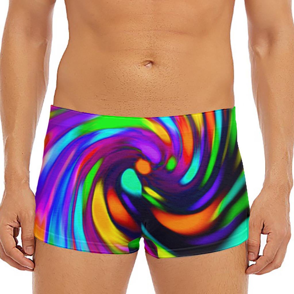 Colorful Spiral Trippy Print Men's Short Boxer Briefs