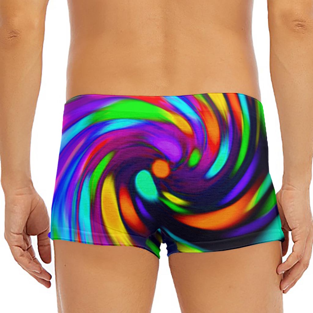 Colorful Spiral Trippy Print Men's Short Boxer Briefs