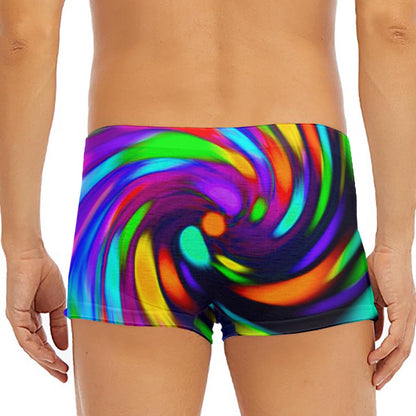 Colorful Spiral Trippy Print Men's Short Boxer Briefs