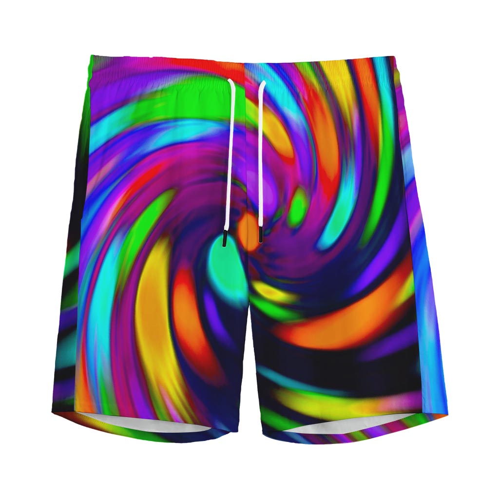 Colorful Spiral Trippy Print Men's Sports Shorts