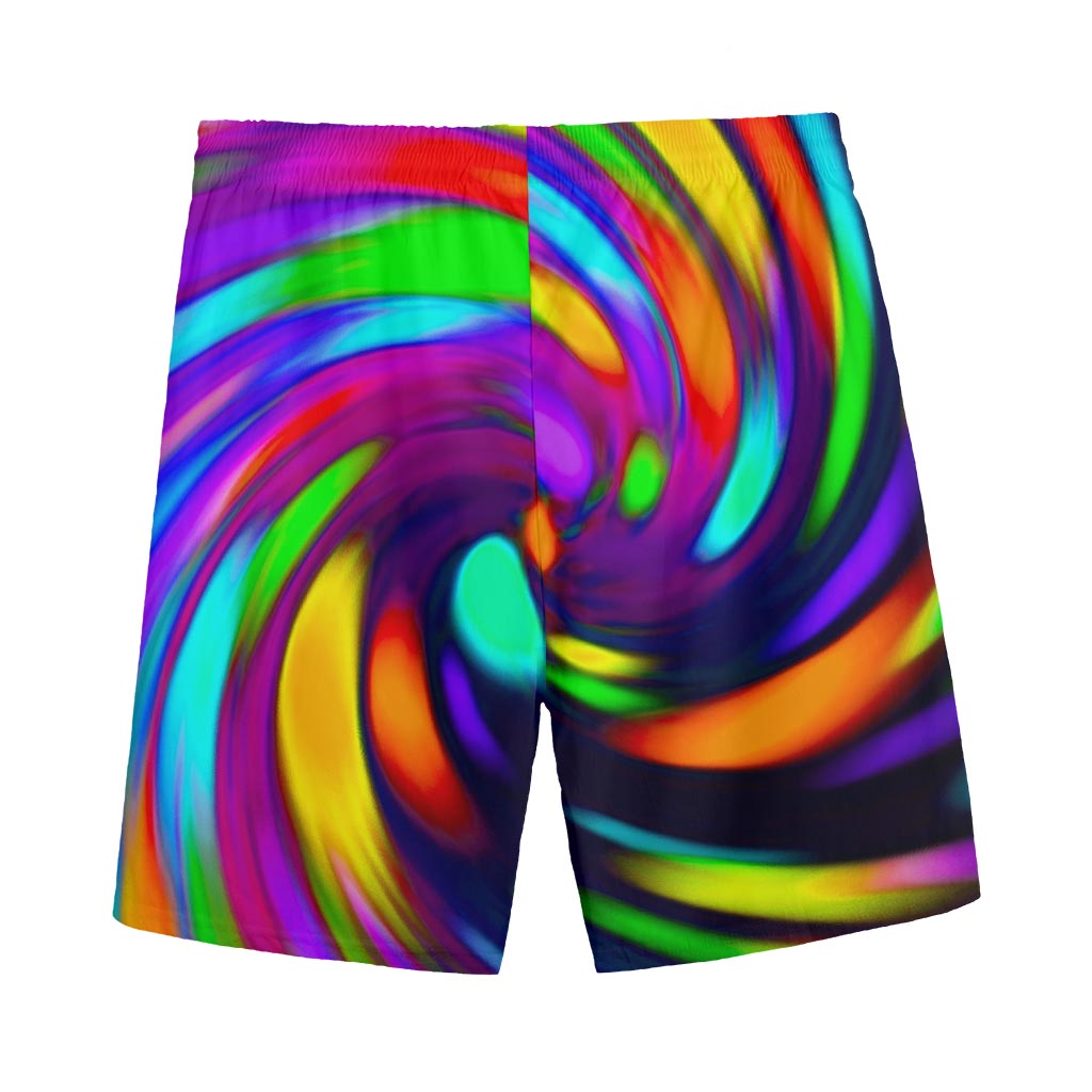 Colorful Spiral Trippy Print Men's Sports Shorts