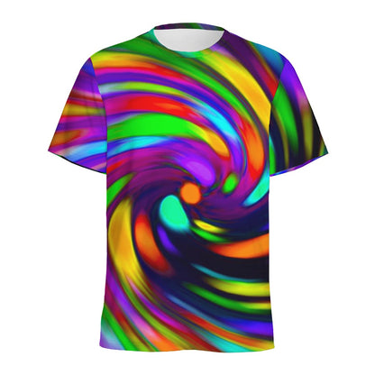 Colorful Spiral Trippy Print Men's Sports T-Shirt
