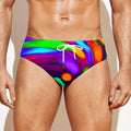 Colorful Spiral Trippy Print Men's Swim Briefs