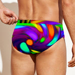 Colorful Spiral Trippy Print Men's Swim Briefs