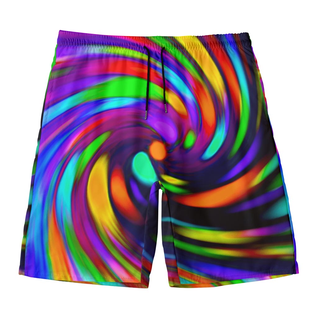 Colorful Spiral Trippy Print Men's Swim Trunks
