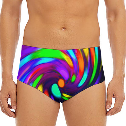 Colorful Spiral Trippy Print Men's Triangle Swim Briefs