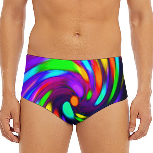 Colorful Spiral Trippy Print Men's Triangle Swim Briefs