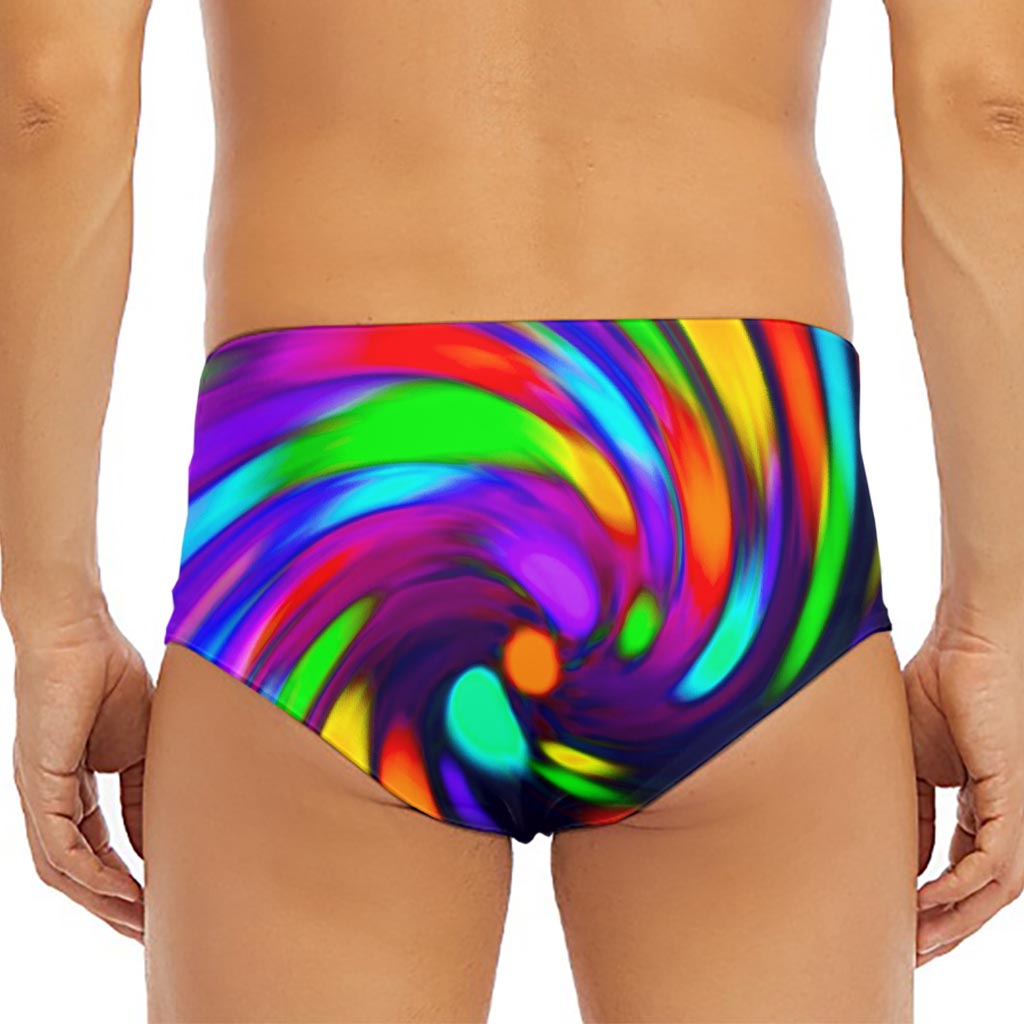 Colorful Spiral Trippy Print Men's Triangle Swim Briefs
