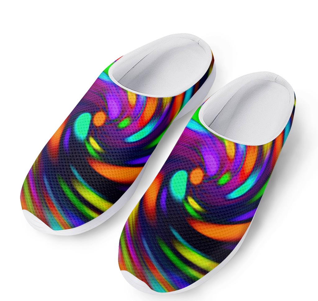 Colorful Spiral Trippy Print Mesh Casual Shoes