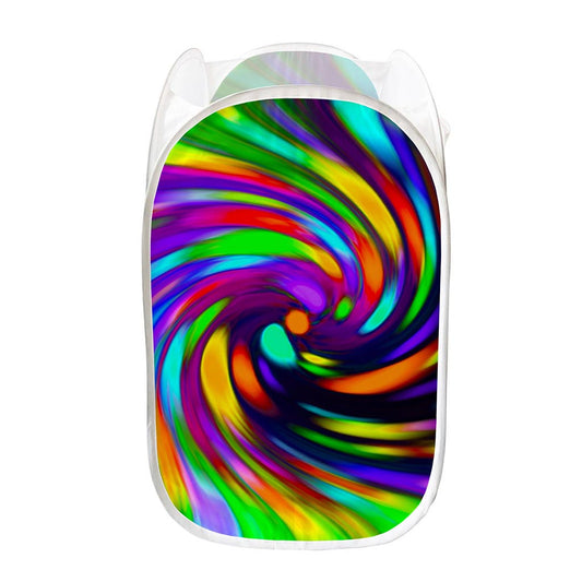 Colorful Spiral Trippy Print Mesh Laundry Hamper