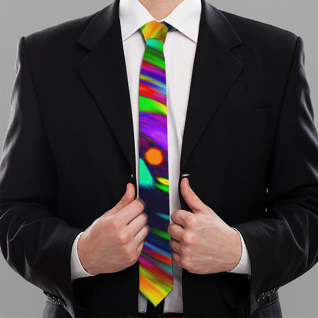 Colorful Spiral Trippy Print Necktie