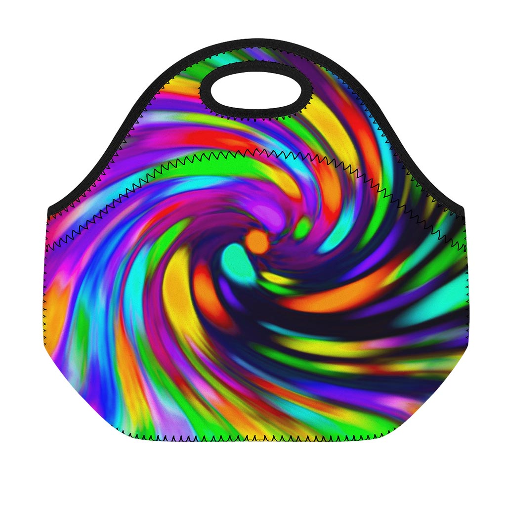 Colorful Spiral Trippy Print Neoprene Lunch Bag