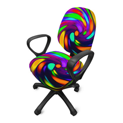 Colorful Spiral Trippy Print Office Chair Cover