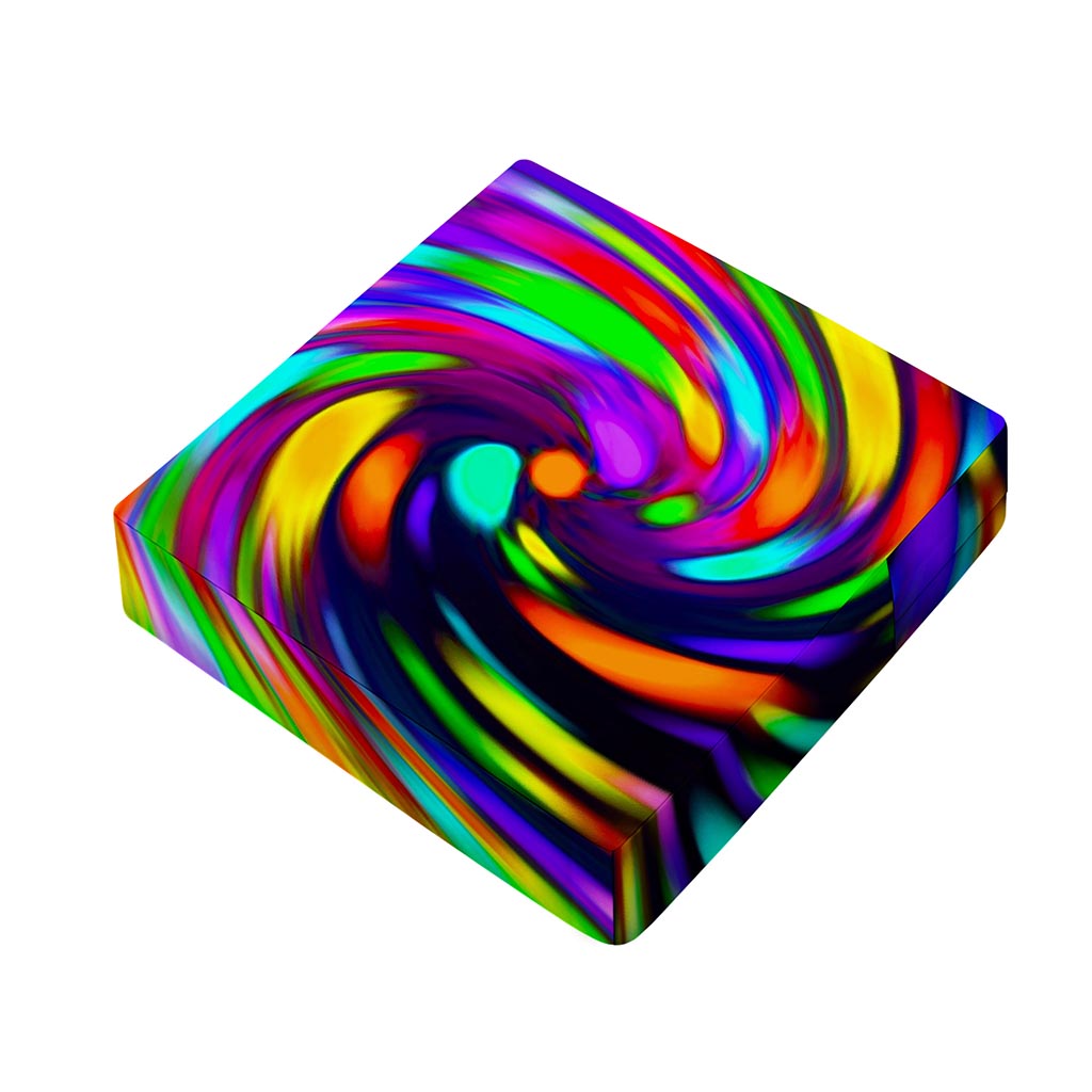 Colorful Spiral Trippy Print Outdoor Seat Cushion Cover