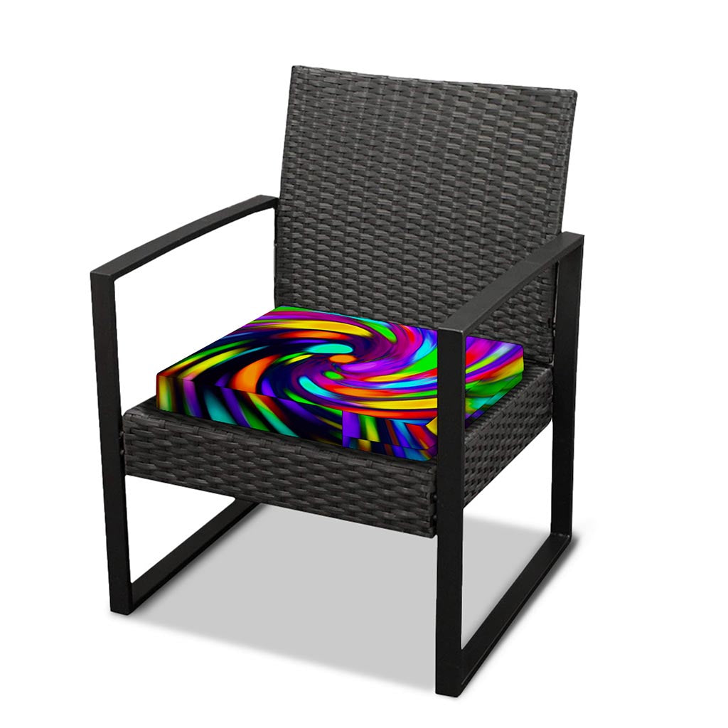Colorful Spiral Trippy Print Outdoor Seat Cushion Cover