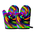 Colorful Spiral Trippy Print Oven Mitts