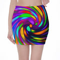 Colorful Spiral Trippy Print Pencil Mini Skirt