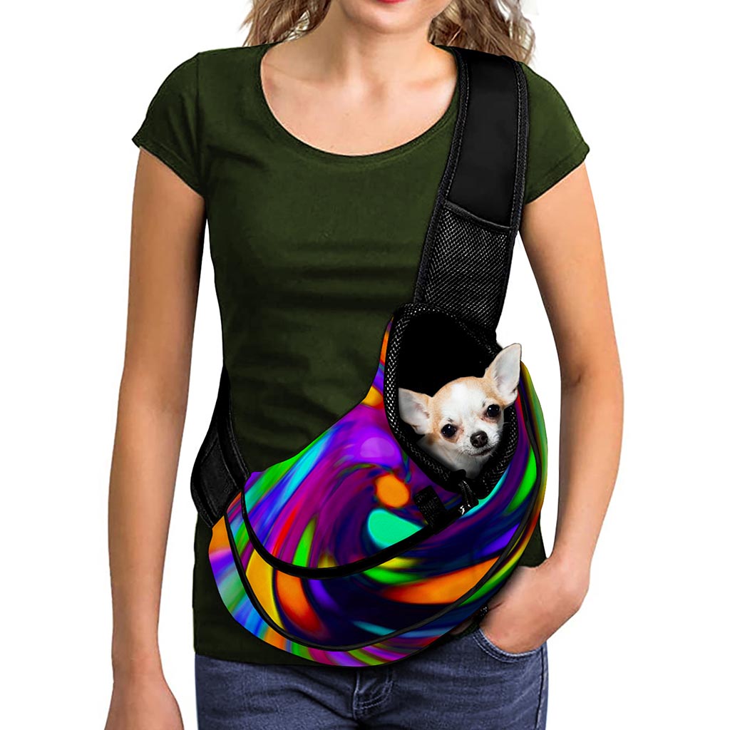 Colorful Spiral Trippy Print Pet Sling Carrier