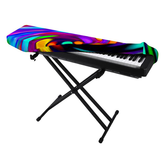 Colorful Spiral Trippy Print Piano Keyboard Cover