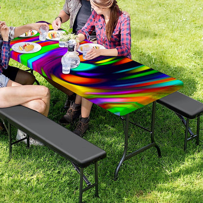 Colorful Spiral Trippy Print Picnic Table Cover