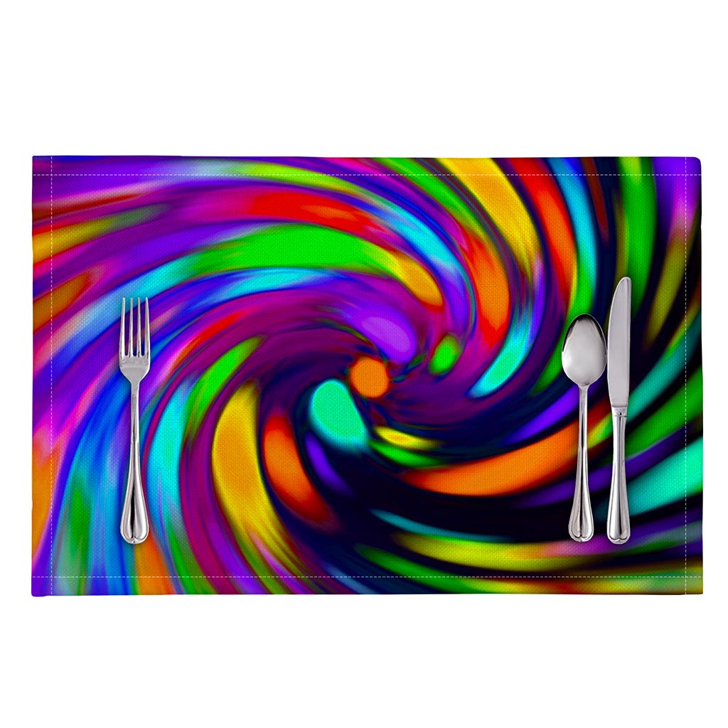 Colorful Spiral Trippy Print Placemat