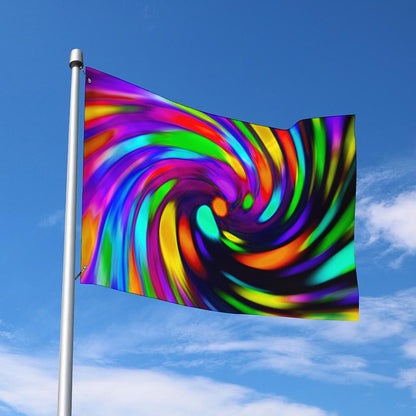 Colorful Spiral Trippy Print Polyester Flag