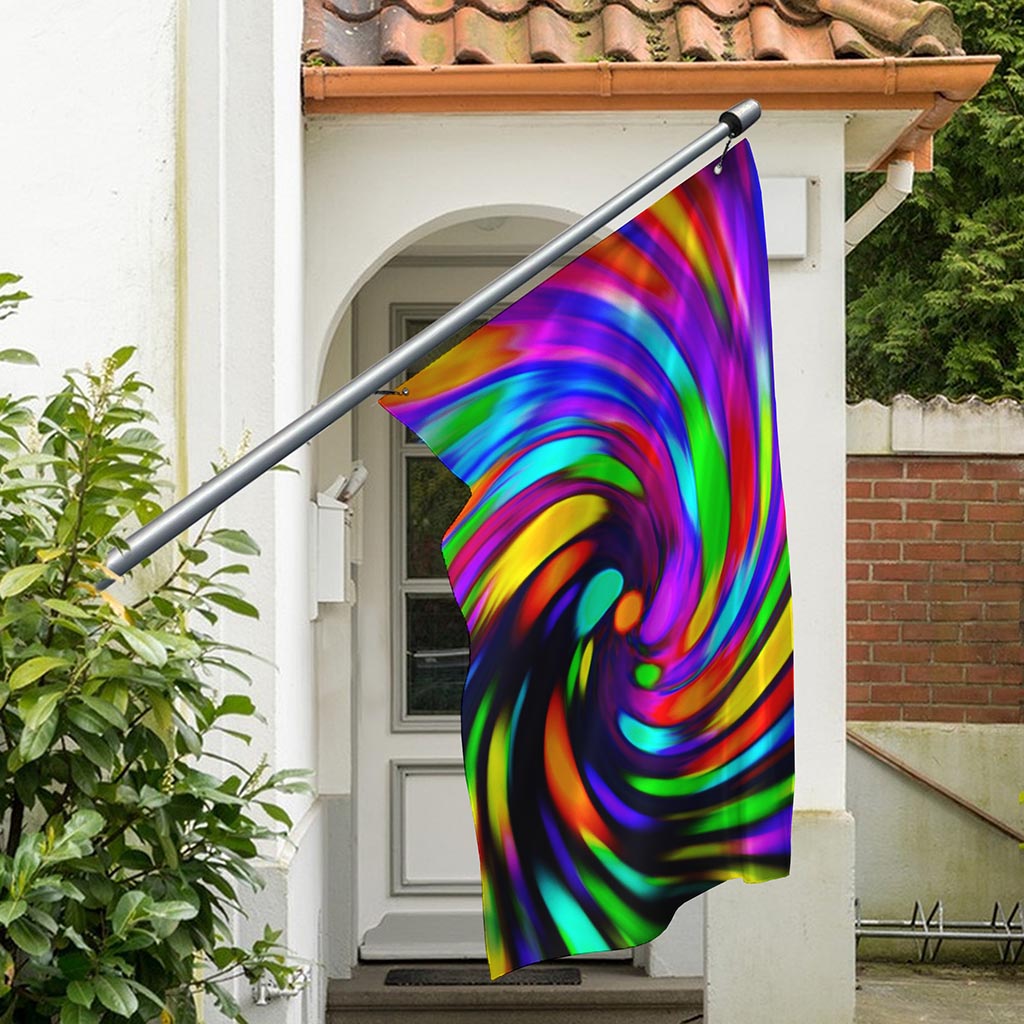 Colorful Spiral Trippy Print Polyester Flag
